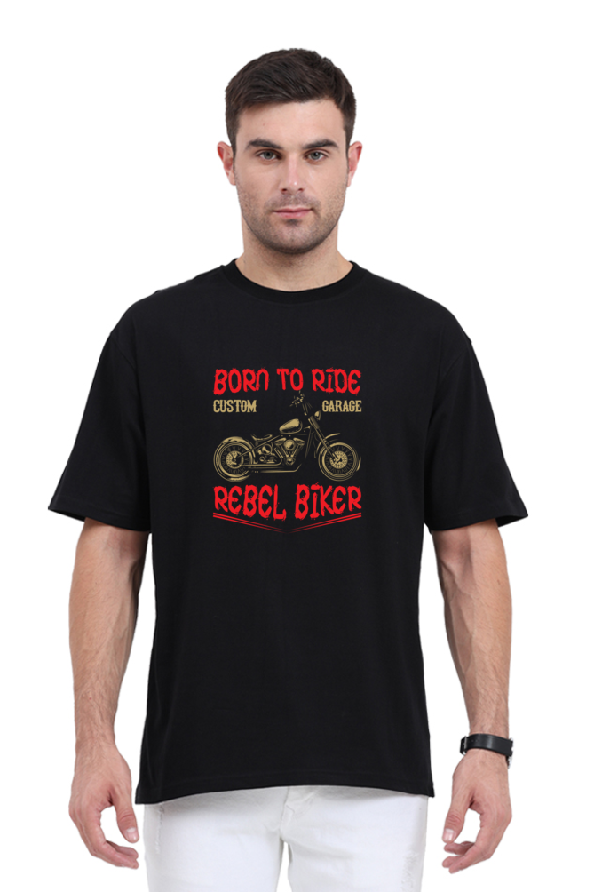 Born to Ride - Evoke Bean Unisex Oversized Printed Graphic T-Shirt – Black