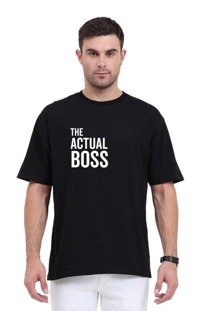 The Actual Boss - Evoke Bean Unisex Oversized Printed Graphic T-Shirt – Black