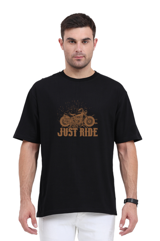 Just Ride - Evoke Bean Unisex Oversized Printed Graphic T-Shirt – Black