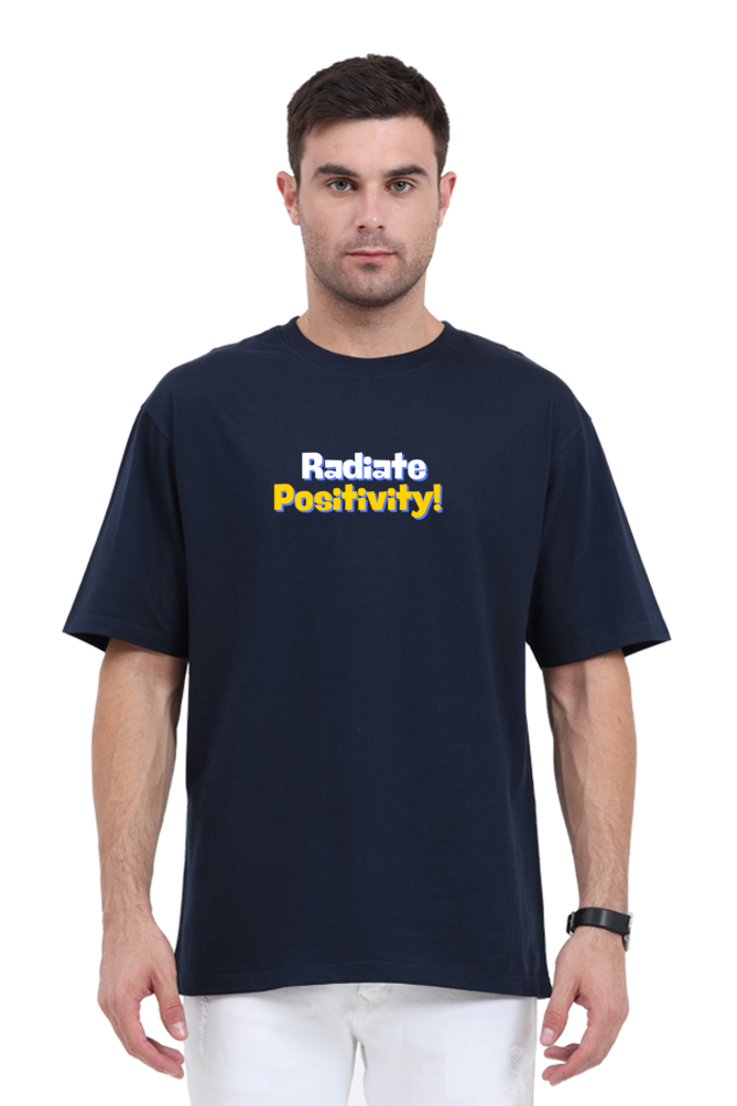 Rediate Positivity - Evoke Bean Unisex Oversized Printed Graphic T-Shirt – Navy Blue