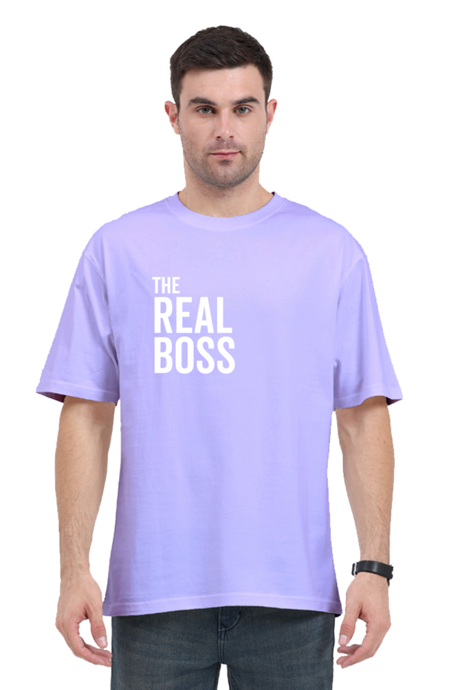 The Real Boss - Evoke Bean Unisex Oversized Printed Graphic T-Shirt – Lavender