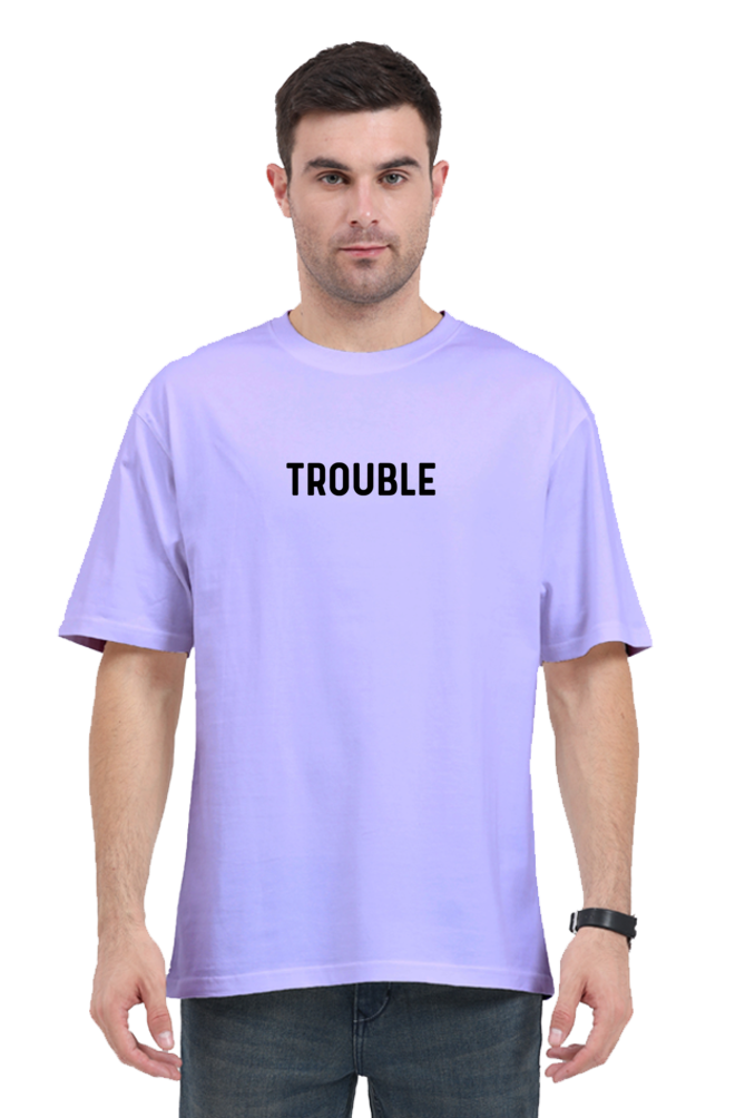Trouble - Evoke Bean Unisex Oversized Printed Graphic T-Shirt – Lavender
