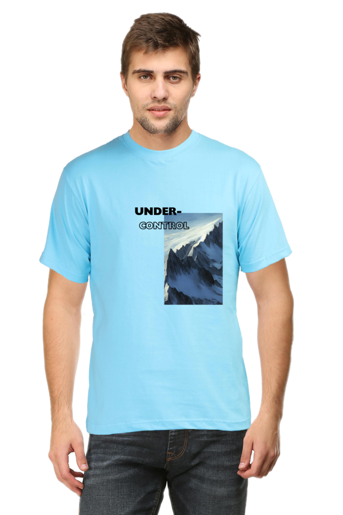 Under Control - Evoke Bean Unisex Regular Fit Printed Graphic T-Shirt – Blue