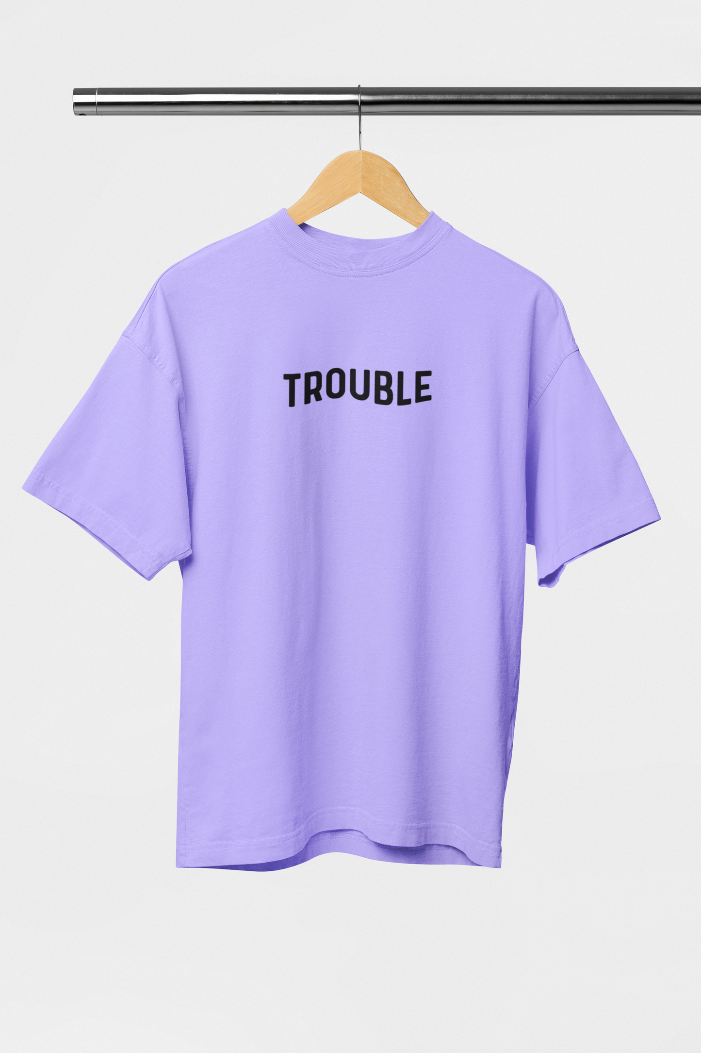 Trouble - Evoke Bean Unisex Oversized Printed Graphic T-Shirt – Lavender
