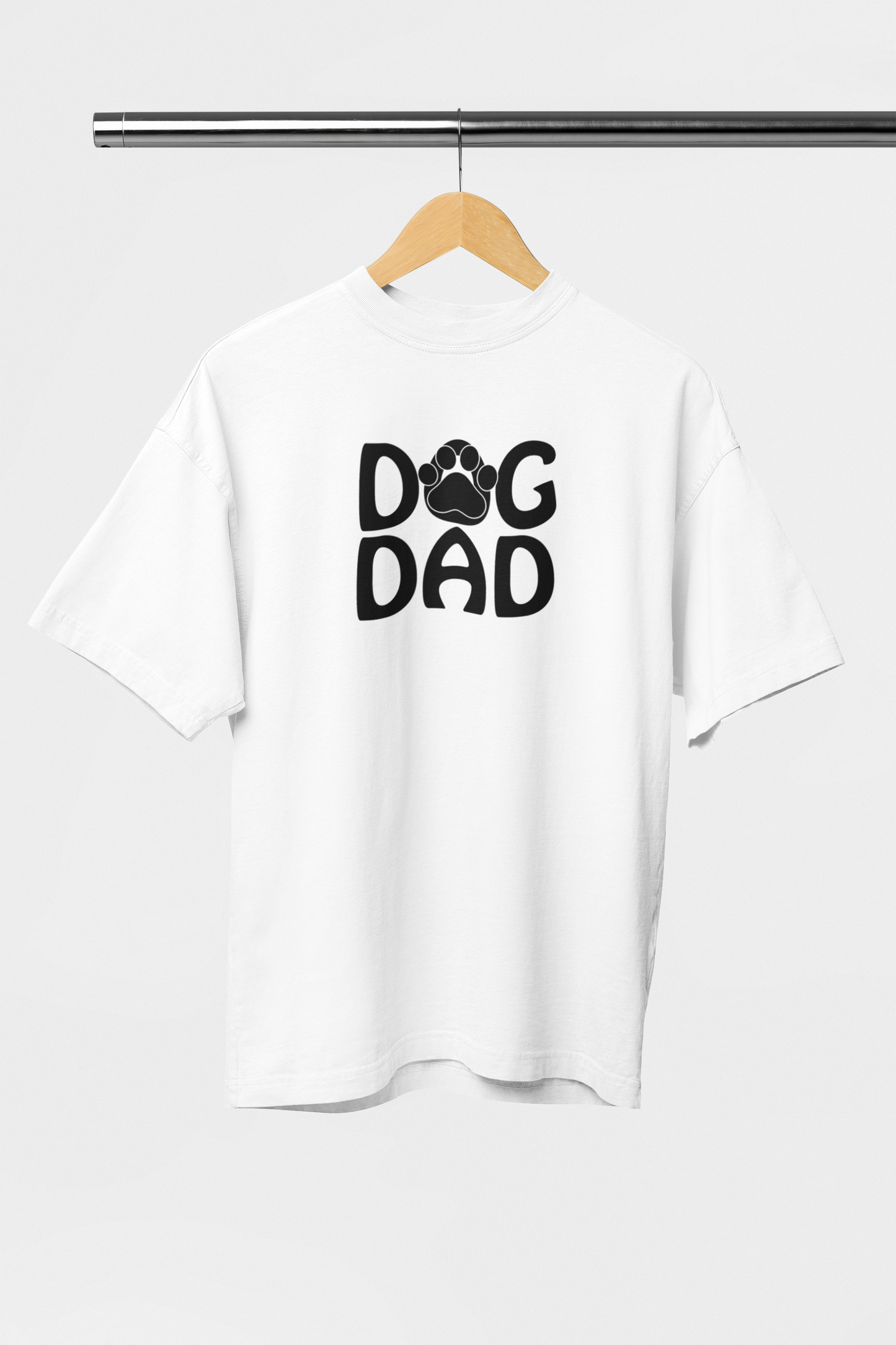 Dog Dad - Evoke Bean Unisex Oversized Printed Graphic T-Shirt – White
