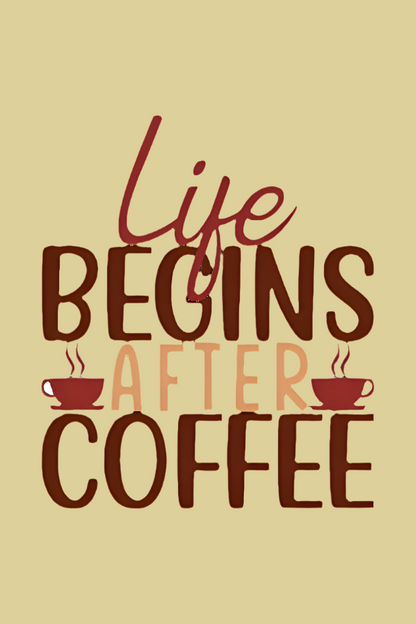 Life begins after Coffee - Evoke Bean Unisex Oversized Printed Graphic T-Shirt - Beige