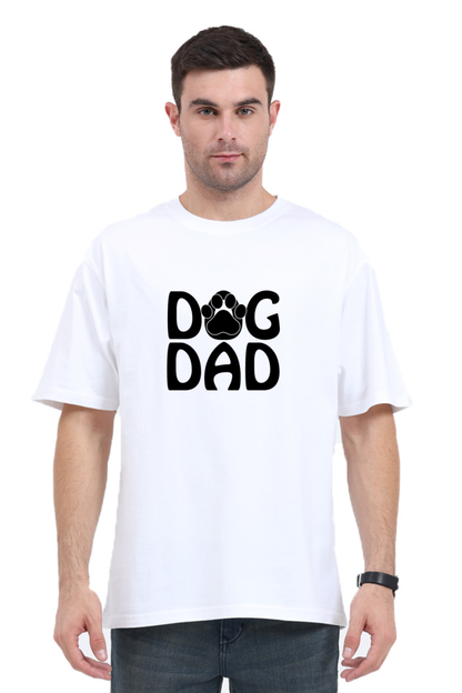 Dog Dad - Evoke Bean Unisex Oversized Printed Graphic T-Shirt – White