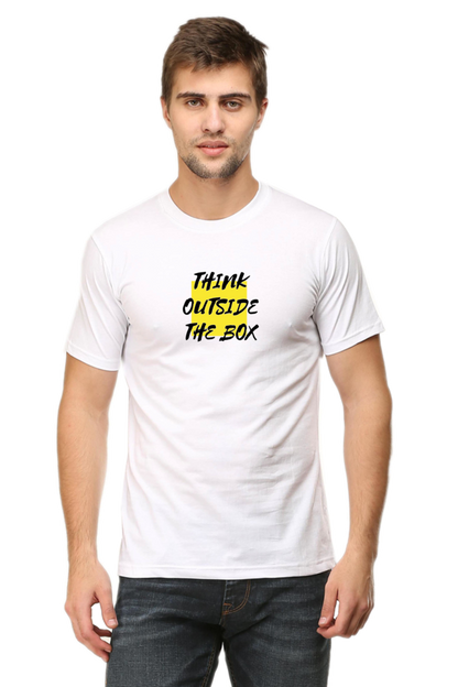 Think outside the Box - Evoke Bean Unisex Regular Fit Printed Graphic T-Shirt – White