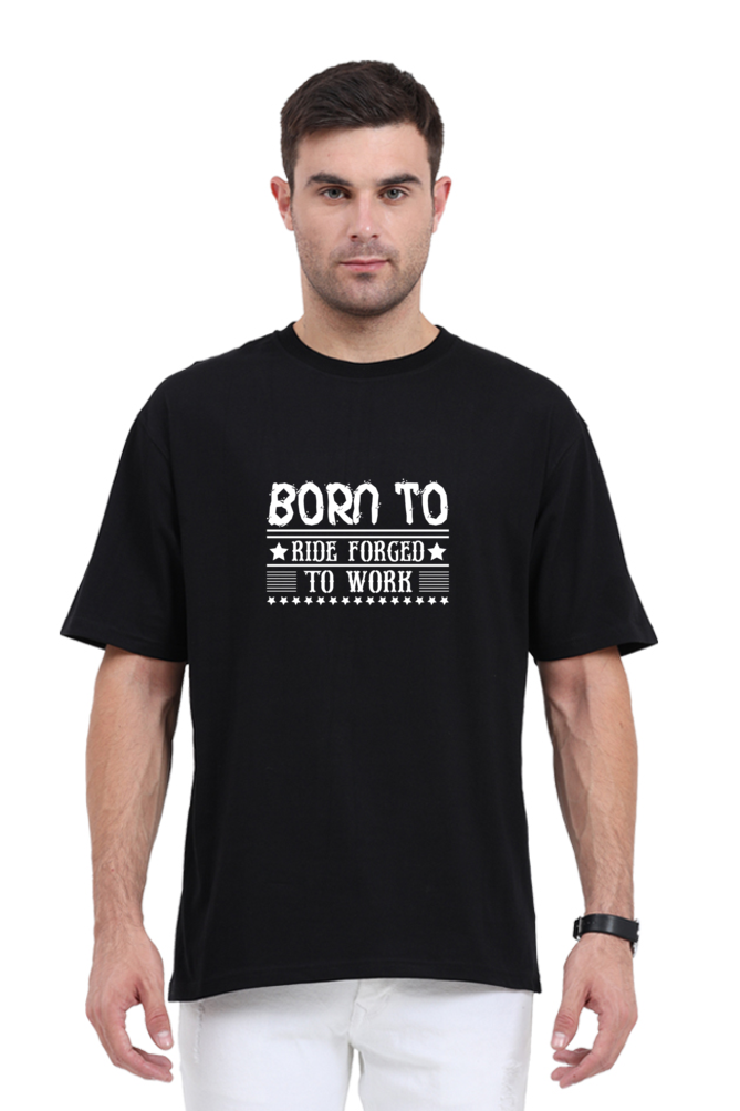 Born To Ride - Evoke Bean Unisex Oversized Printed Graphic T-Shirt – Black