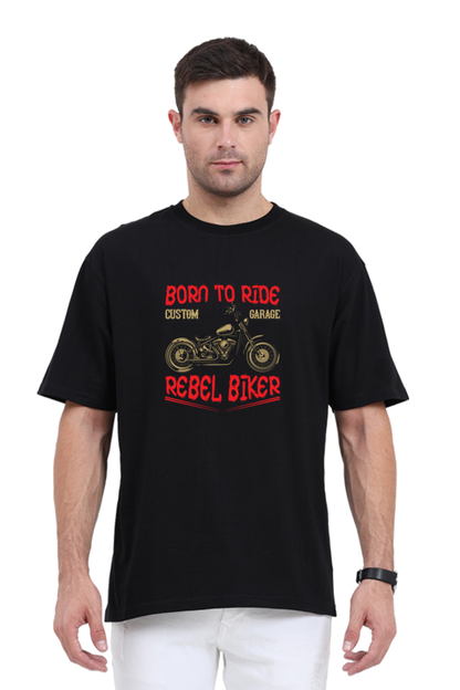 Born to Ride - Evoke Bean Unisex Oversized Printed Graphic T-Shirt – Black