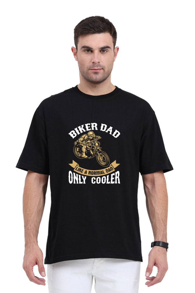 Biker Dad - Evoke Bean Unisex Oversized Printed Graphic T-Shirt – Black