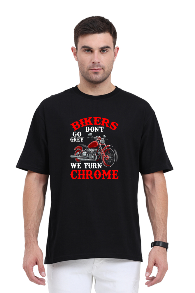 Bikers Don't Go Grey - Evoke Bean Unisex Oversized Printed Graphic T-Shirt – Black