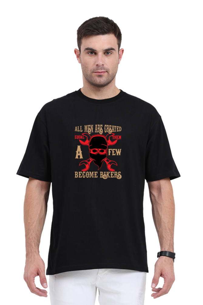 A Few Become Biker - Evoke Bean Unisex Oversized Printed Graphic T-Shirt – Black