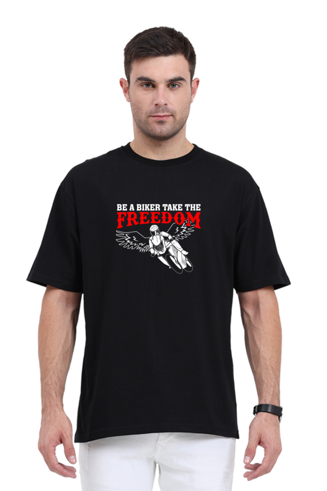 Be a Biker - Evoke Bean Unisex Oversized Printed Graphic T-Shirt - Black