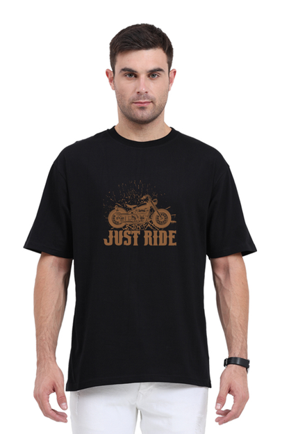 Just Ride - Evoke Bean Unisex Oversized Printed Graphic T-Shirt – Black