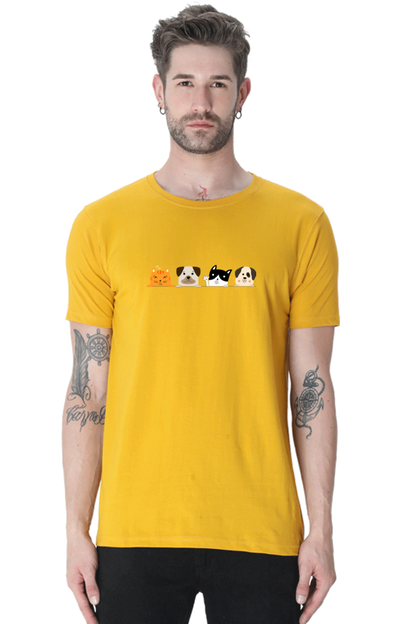 Hangout - Evoke Bean Unisex Regular Fit Printed Graphic T-Shirt – Mustard Yellow