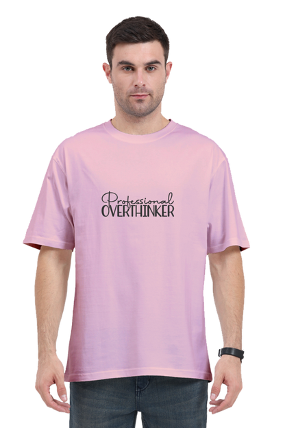 Professional Overthinker - Evoke Bean Unisex Oversized Printed Graphic T-Shirt – Light Pink