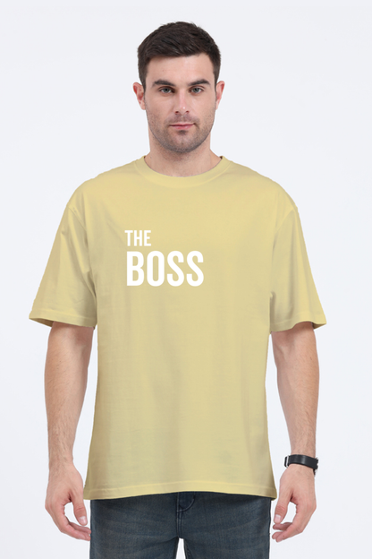 The Boss - - Evoke Bean Unisex Oversized Printed Graphic T-Shirt – Beige