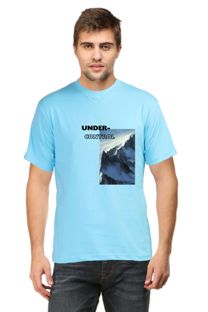 Under Control - Evoke Bean Unisex Regular Fit Printed Graphic T-Shirt – Blue