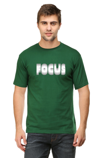 Focus - Evoke Bean Unisex Regular Fit Printed Graphic T-Shirt – Bottle Green