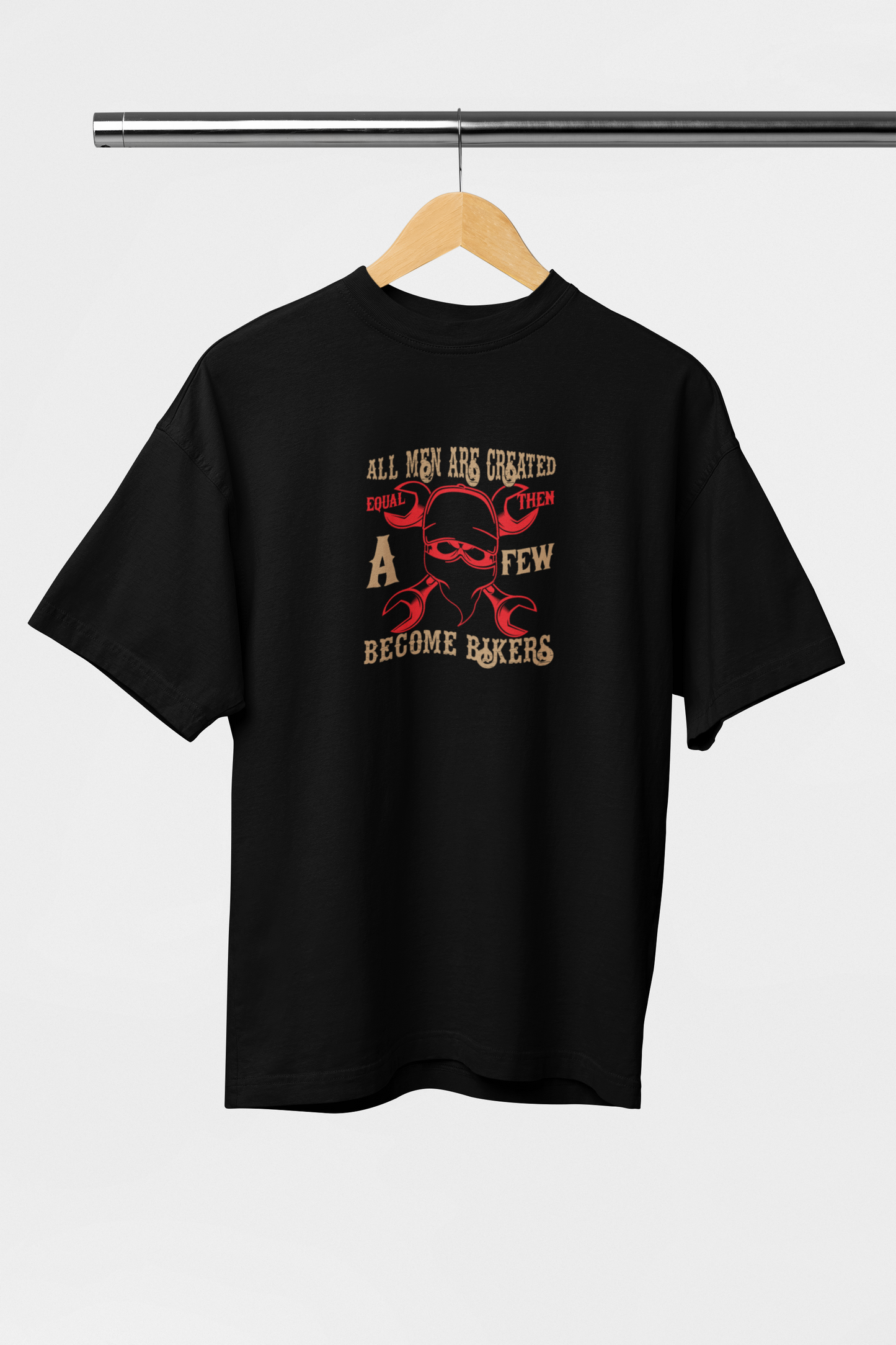 A Few Become Biker - Evoke Bean Unisex Oversized Printed Graphic T-Shirt – Black