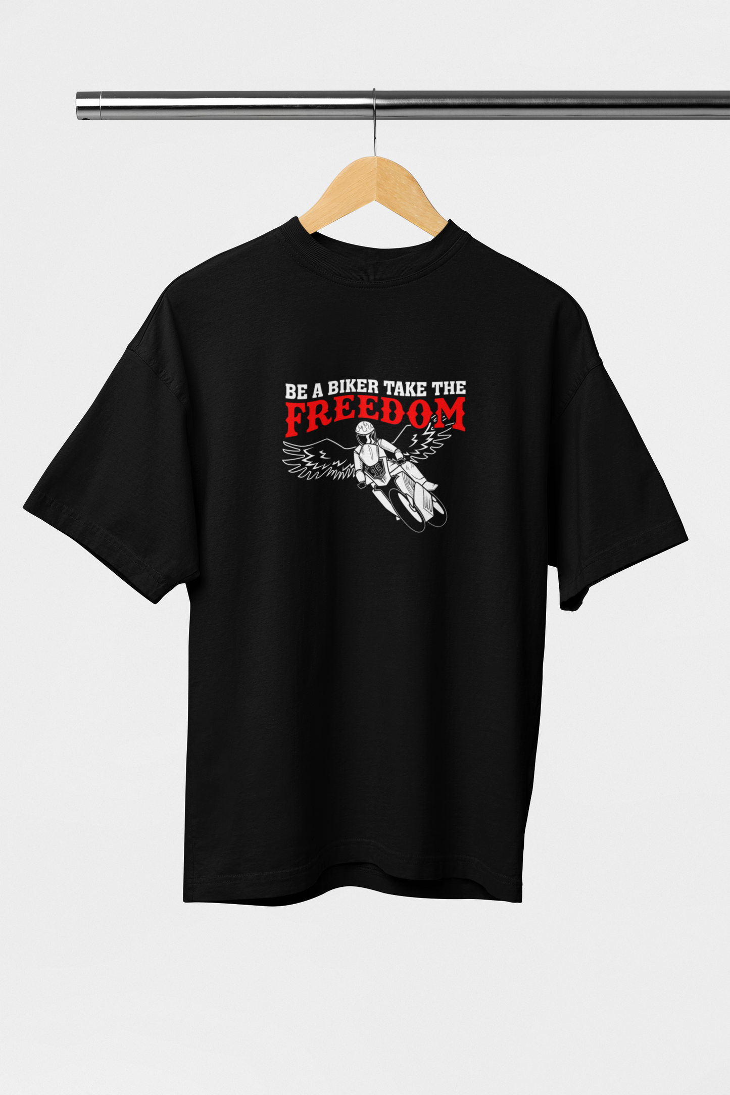 Be a Biker - Evoke Bean Unisex Oversized Printed Graphic T-Shirt - Black