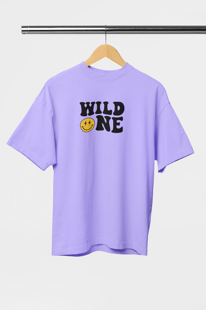 WILD ONE - Evoke Bean Unisex Oversized Printed Graphic T-Shirt – Lavender