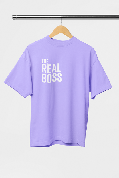 The Real Boss - Evoke Bean Unisex Oversized Printed Graphic T-Shirt – Lavender