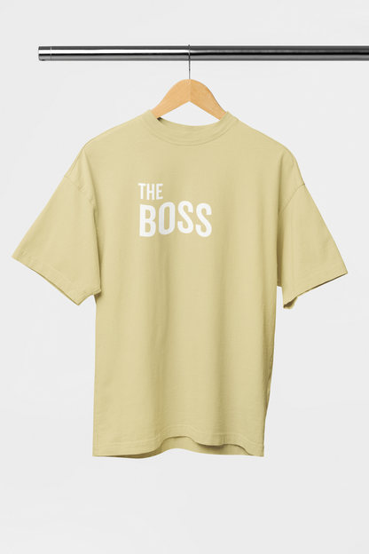 The Boss - - Evoke Bean Unisex Oversized Printed Graphic T-Shirt – Beige